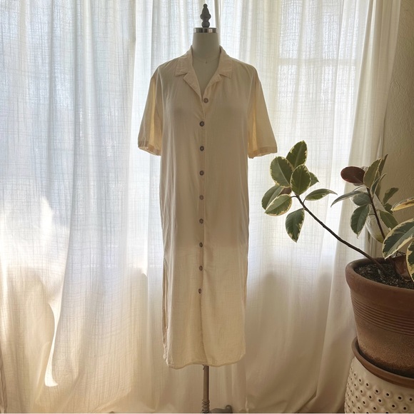 SUMMERY CLASSIC cotton overshirt dress, beachy coverup - Picture 2 of 6
